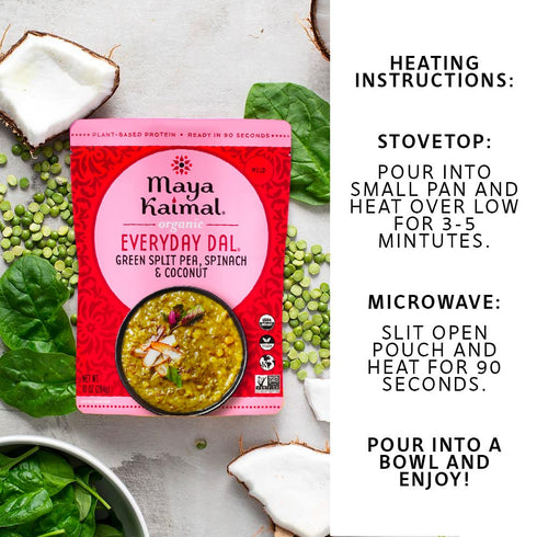 Pack 10oz Pack 3 Maya Kaimal Foods - Organic Indian Everyday Dal - Variety - Red Lentil, Black Lentil, Green Split Pea