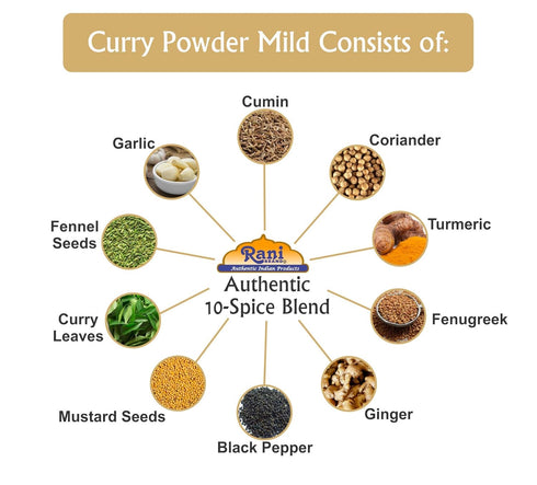 Rani Curry Powder Mild, 10-Spice Indian Blend, 1 lb (454g) PET Jar - All Natural, Vegan, Kosher