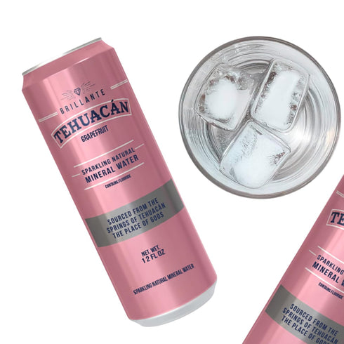 TEHUACN BRILLANTE 12oz 24 Pack Sparkling Mineral Water Original Can (Grapefruit)