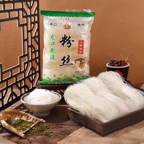 Maidetinghao 7.05oz (3 Longkou Vermicelli Rice Noodles,Authentic Asian Made From Mung Bean Noodles,,Quick Cook Minutes)