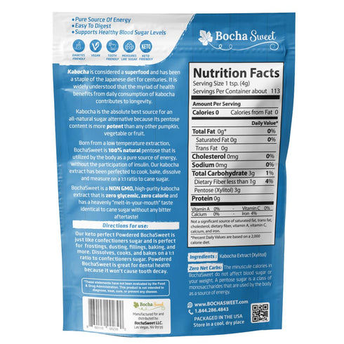 (16 oz), BochaSweet Powdered Sugar Replacement Low Calorie Sugar Substitute, Kabocha Extract in Xylitol Structure, Keto