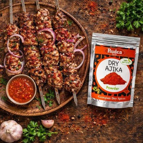45 Rudca Food Dry Adjika Traditional Georgian Spice Blend, Aromatic Savory Seasoning Powder, Garlic Herb Mix, g