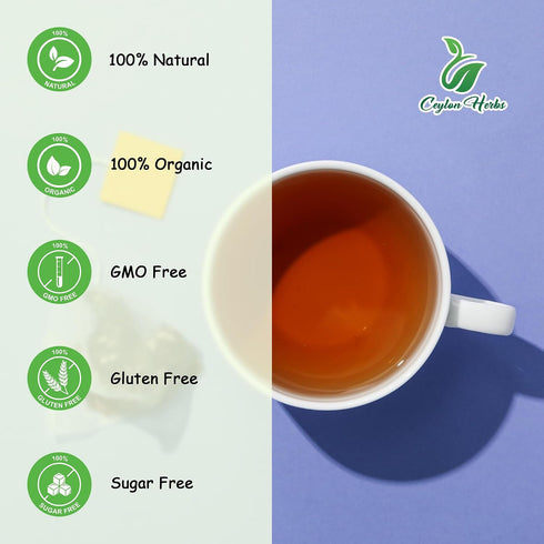 CEYLON HERBS 100 100% Guaco Mikania Tea Bags - Pure, Organic, Wild-Crafted Herbal Tea Bags for a Refreshing, Earthy