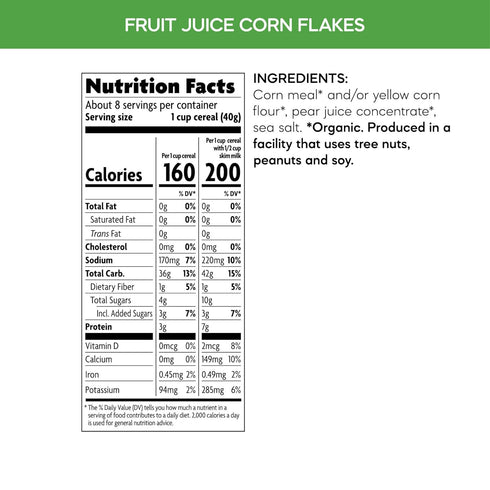 26.4 oz (Pack 1) Packaging Nature's Path Organic Fruit Juice Corn Flakes, of Gluten Free, Non-GMO, Earth Friendly