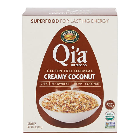 2 6 Packets (12 Packets (8 oz Qi'a Superfood Organic Hot Oatmeal - Creamy Coconut - Boxes with Each Box Total) each)