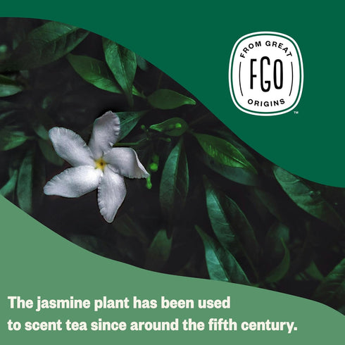 FGO Organic Jasmine Green Tea - 100 Count Eco-Conscious Tea Bags, Resealable Bag