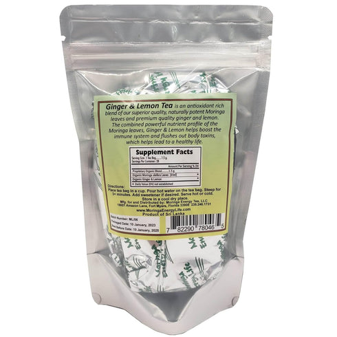Moringa Ginger Lemon Tea – 28 tea bags (Keto, Detox, Paleo, Vitamin & Minerals Booster, Vegan, Gluten-Free,