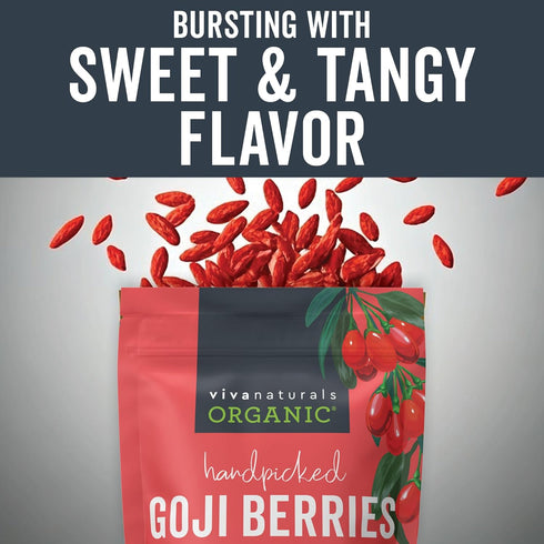 1 lb (454 Viva Naturals Organic Dried Goji Berries, g) Non-GMO, Vegan Wolfberries, Perfect for Goji Berry Tea