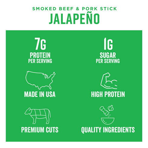 1 (16 Count) Chef's Cut Real Snack Pork and Beef Jalapeno Sticks, Ounce