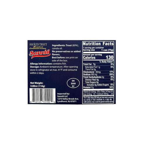 3 3.9 oz (Pack 2) Sanniti Smoked Trout in Oil | Natural Source of Omega | Ready to Eat