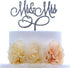 Mr and Mrs Cake Topper Bride and Groom Sign Wedding Engagement Decorations - Silver Glitter Acrylic