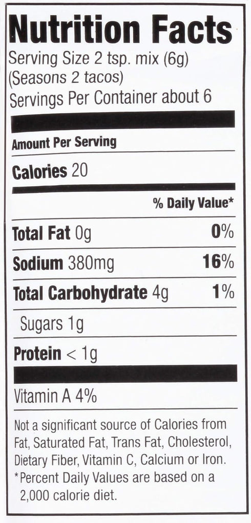 1.25 oz McCormick Gluten Free Taco Seasoning Mix
