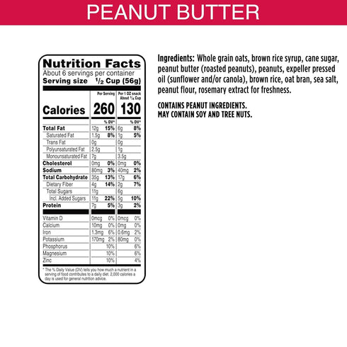 Kellogg's 12oz (1 Bear Naked Granola, Breakfast Snacks, Peanut Butter, Bag Bag)