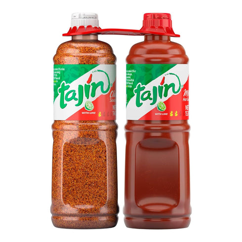 Tajin Clásico Seasoning 14oz & Tajín Mild Hot Sauce 15.38oz Bundle (Pack of 2)
