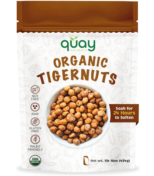 Quay Naturals Organic Tigernuts 16 oz, Raw, for Snacking, Baking, Smoothies, Yogurt