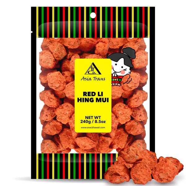 Asia Trans Seeded Red Li Hing Mui Crack Seed Plums, Hawaiian Favorite, Sweet, Sour & Salty Dried Asian Plum