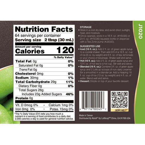 64 fl.oz TEA ZONE Green Apple Syrup