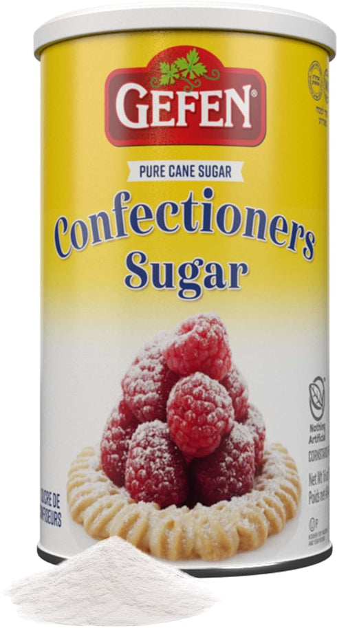 Gefen Confectioners Sugar, 16oz (1 Pound) Resealable Container | No Cornstarch |