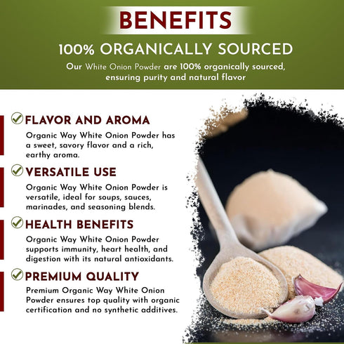 (1/2 lbs 8 Oz) Organic Way White Onion Power | Granulated Onion Powder | USDA & Kosher Certified | Non GMO & Gluten