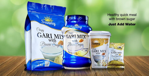 Sunny Gold 125g 10PACK , Crispy Gari Mix with Brown Sugar and Milk Powder, Just Add Water