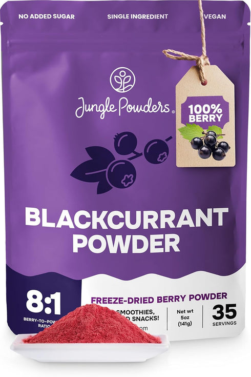Jungle Powders Black Currant Powder 5 Ounce Bag - Natural Freeze Dried