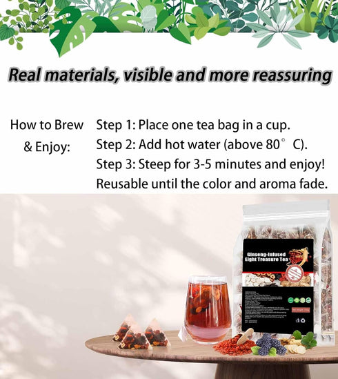 Wanciment 8 (2 Pack/40 Ginseng-Infused Eight Treasure Teas, Kidney Tea Formula Ginseng Six Treasure Tea, Kidney Cleanse