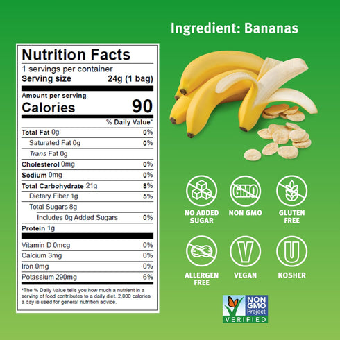 0.85 Oz (Pack 12), 100% Crispy Green Freeze-Dried Banana Fruit Snacks, of Pure Fruit, All-Natural, No Added Sugar