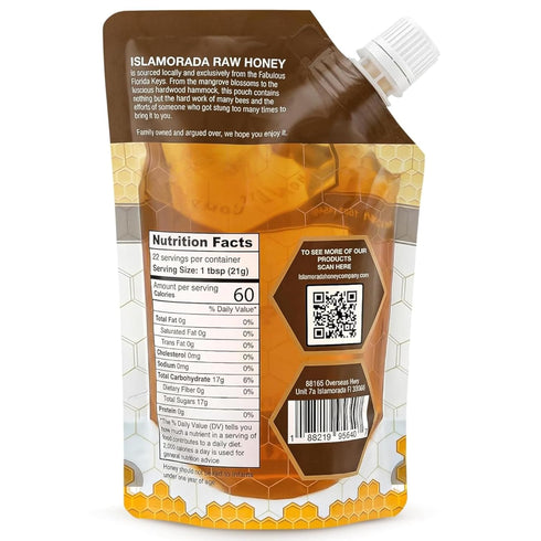 16oz Hammock Raw Honey Organic Unfiltered, Pouch - Unpasteurized Hardwood Natural Raw Honey by Islamorada Company