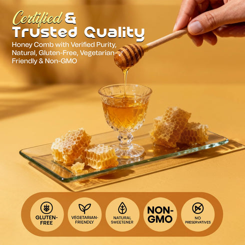 16oz (1Lb) Bonjour Raw Honeycomb - Naturally Prebiotic & Antioxidant-Rich Honey with Honeycomb | Pure Honey Combs Raw