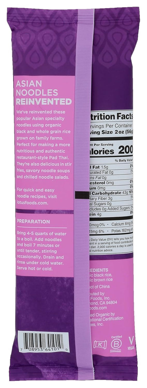 8 Lotus Foods, Noodles Pad Thai Forbidden Rice Organic, Ounce