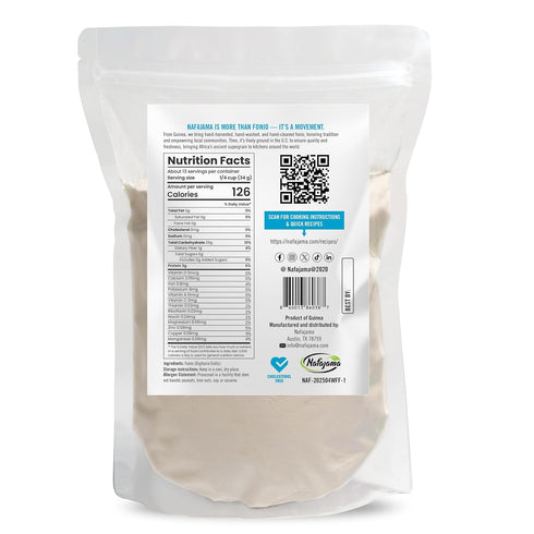 1 1 lb 454g NAFAJAMA Premium Gluten-Free White Fonio Flour | Ancient African Superfood | All-Natural, Non-GMO, Vegan