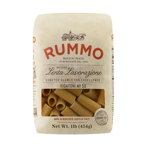 Rummo Rigatoni Pasta N.50 - Rigatoni Pasta Noodles, Italian Tube Pasta, Bronze