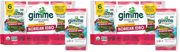 Gimme Seaweed Organic Premium Roasted Seaweed Snacks,Korean BBQ,Keto,Vegan,Gluten-Free,Great Source of Omega3s and