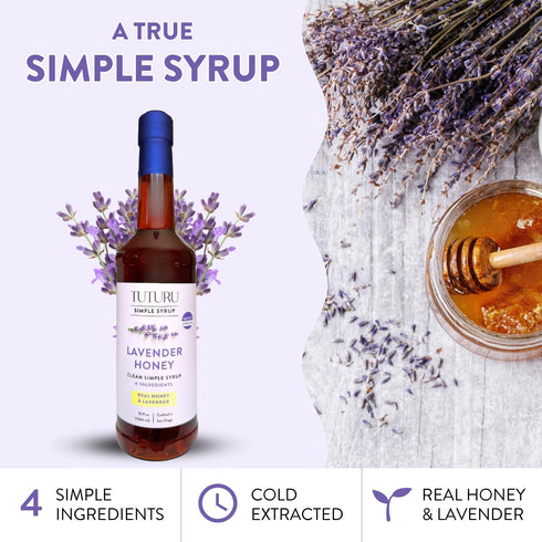 36 oz Lavender Honey Simple Syrup for Coffee, Cocktails, Tea, Matcha - Clean Simple Syrup with Real Lavender & Honey