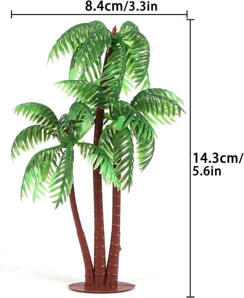Gyufise 10 Pieces Plastic Green Palm Tree Coconuts Cupcake Toppers, Miniature Figurines for Cake Decorations