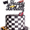 Marwey Race Car Birthday Cake Topper, Happy Birthday Cake Decor, Chequered Flag Themed Party Supplies