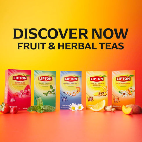 20 Lipton Peach Paradise Tea Bags, caffeine free Tea, Fruit and Herbal Tea, Individually Wrapped, Tea Bags