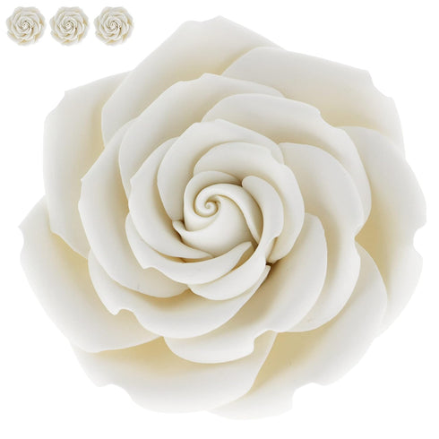 3 Inches, 3 Count Global Sugar Art Rebecca Rose Sugar Cake Flowers, White by Chef Alan Tetreault