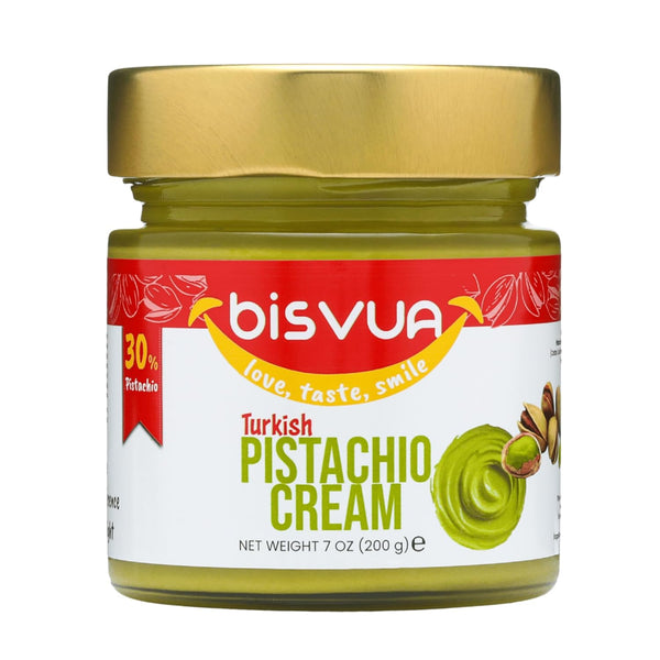 BISVUA Premium Pistachio Cream 30%, 7 Oz (200g) Natural Sweet Pistachio Butter