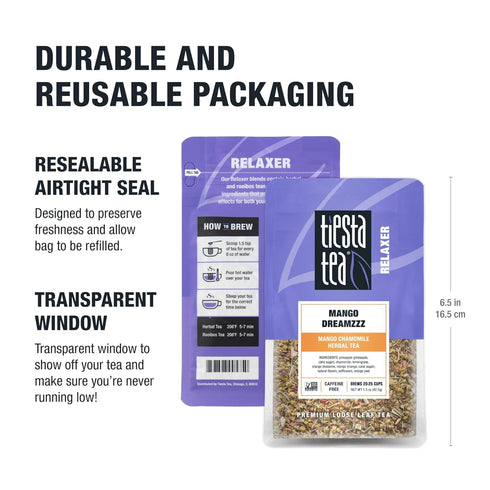 Tiesta Tea - Mango Dreamzzz Chamomile Loose Leaf Herbal Tea, Relaxing Chamomile & Lemongrass Blend, Caffeine-Free, 1.5