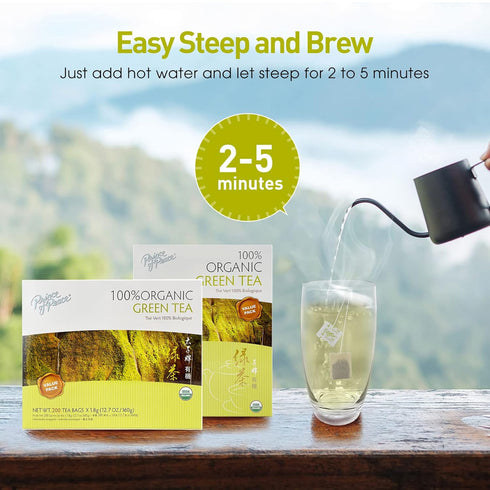 100% 200 Prince of Peace Organic Tea, BEST VALUE Family Size, Tea Bags (Organic Green Tea)