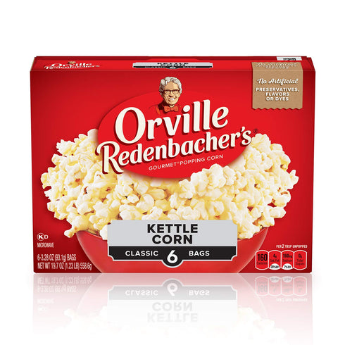 Orville Redenbachers Microwave Popcorn, Kettle Corn, 3g Fiber Per Serving, 3.3 oz.,