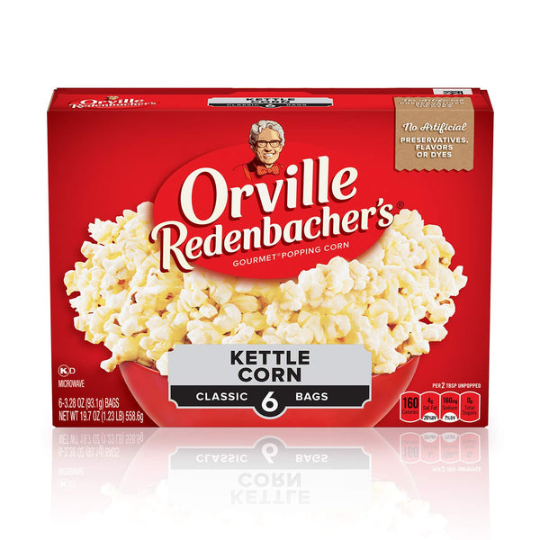 Orville Redenbachers Microwave Popcorn, Kettle Corn, 3g Fiber Per Serving, 3.3 oz.,