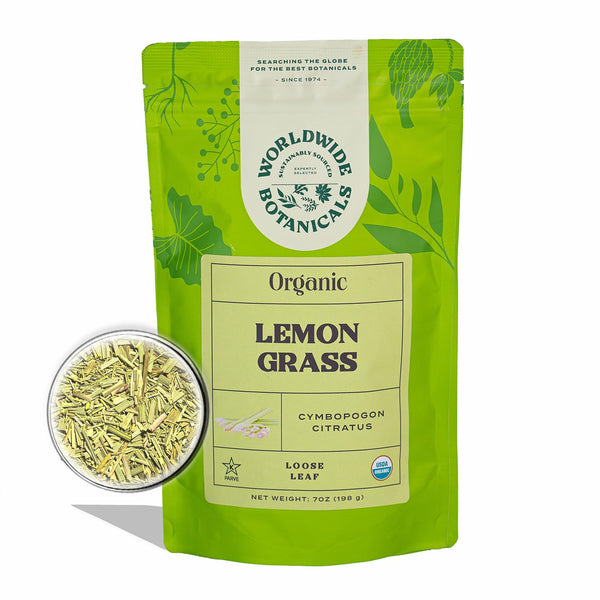 Worldwide Botanicals Organic Lemon Grass Leaves 7oz - Loose Leaf - Cut