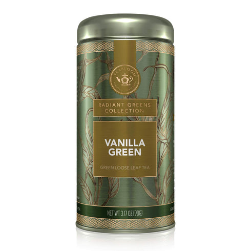Teabloom Kosher Certified Vanilla Green Tea, Loose Leaf Tea Blend in Reusable Gift Canister, 3.17 oz/90 g