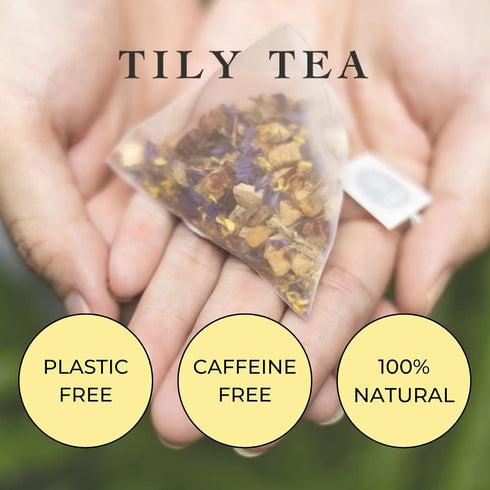 10 Tily Tea Morning Shine Breakfast Tea - Natural Herbal Tea - Ginger and Ginseng - Caffeine Free - Plastic-Free