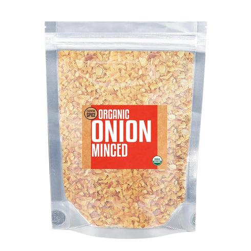 (18 Essential Spice Organic Minced Onion Bold, Savory & Slightly Sweet Flavor Dried Chopped Onion for Soups, Stews