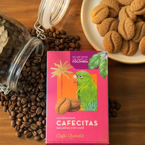 Cafe Quindio Coffee Cookies Cafecitas - 3.5 oz (100g) Box - Approximately 22 Cookies