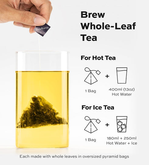 Set 24 6 Set TeaRove Fancy Tea Gift with Gold-Foil Presentation Box, Assorted Variety Pyramid Infuser Bags, Flavors