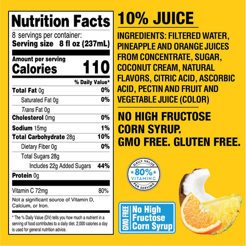 64 Oz (Pack 8) Langers Island Blend Juice Cocktail, Pineapple Orange Coconut, Fl